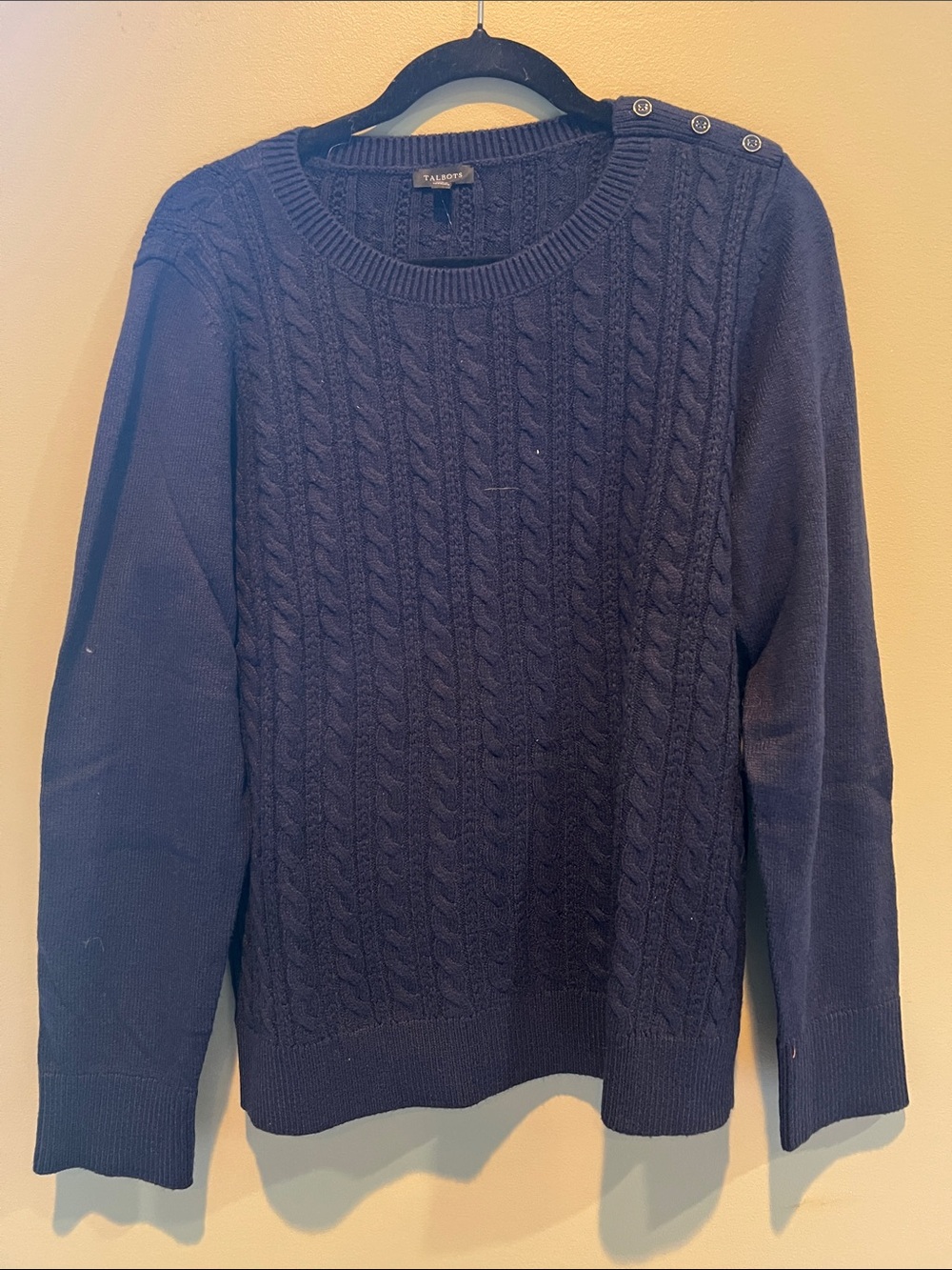 Talbots Navy Cable-Knit Crewneck Sweater